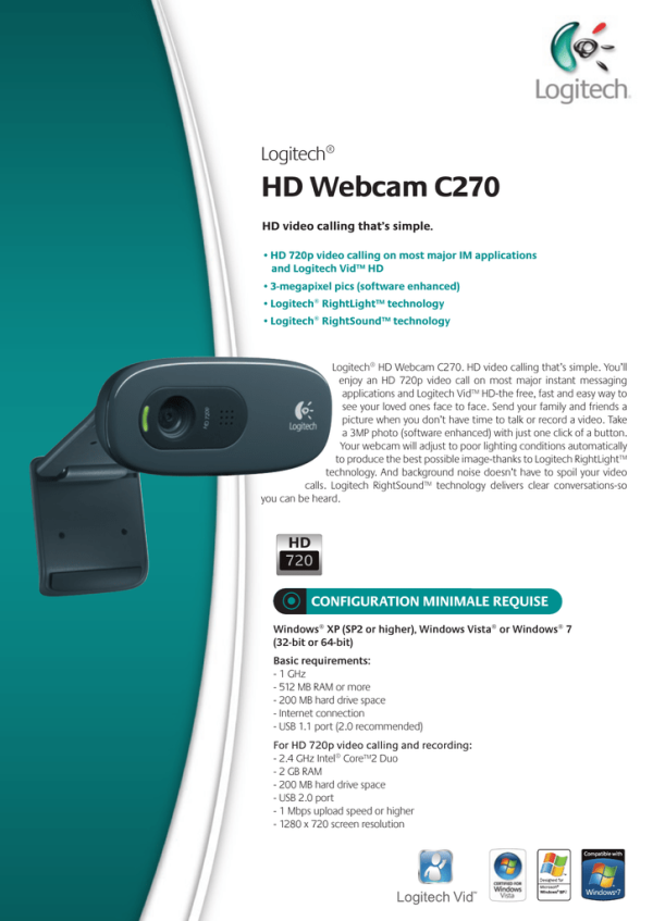Indiamart Camara Webcam Logitech Mp C270 Hd Logitech C270/C270i HD
